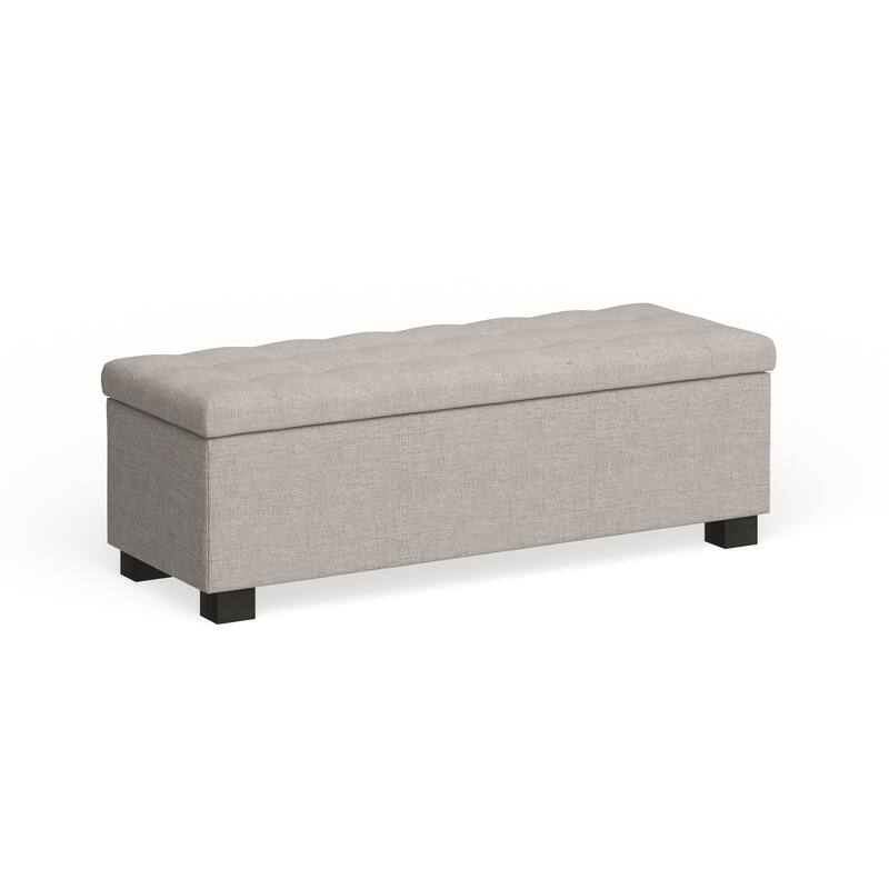 Baxton Studio Alcmene Beige Upholstered Storage Bench - Bench-Beige