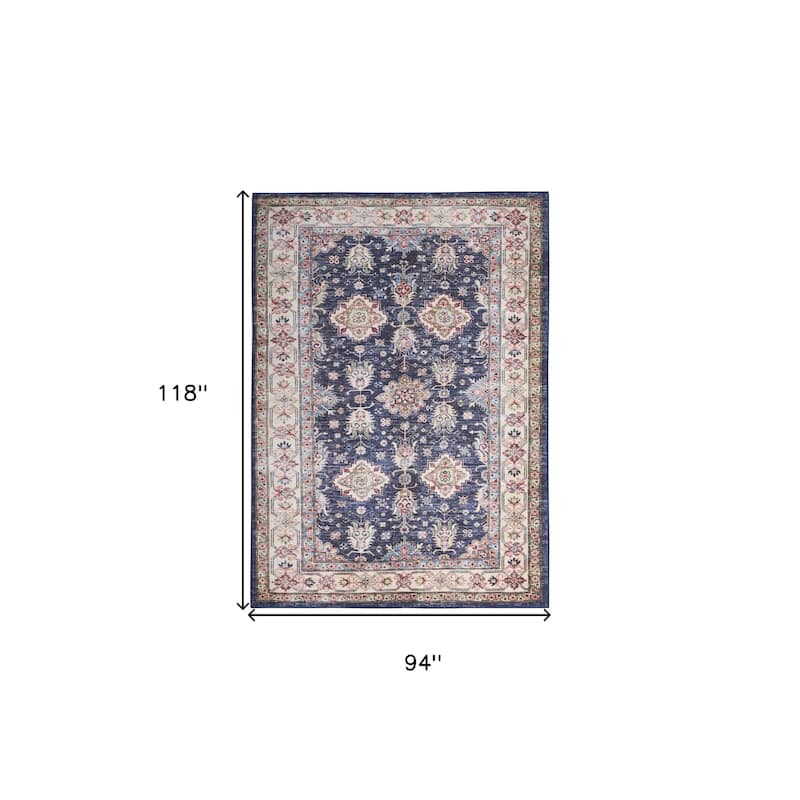 Power Loomed Distressed Floral Non Skid Stain Resistant Low Pile Area Rug - 118' X '94' X '0.25