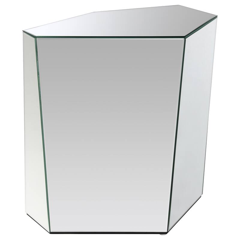 Capella Mirrored Abstract Geometric End Table Silver - Mirror - Mirror