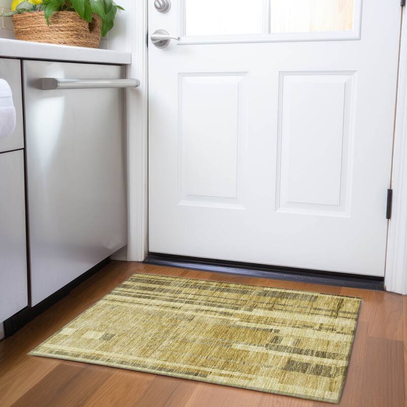 Premium Washable Super Soft Casual Contemporary Mayfield Rug - Gold - 1'8" x 2'6"