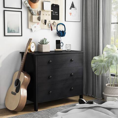 DH BASIC Transitional 3-Drawer Neutral Youth Dresser by Denhour