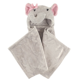 Hudson Baby Infant Girl Hooded Animal Face Plush Blanket, Pretty Elephants, One Size - Pretty Elephant - One Size
