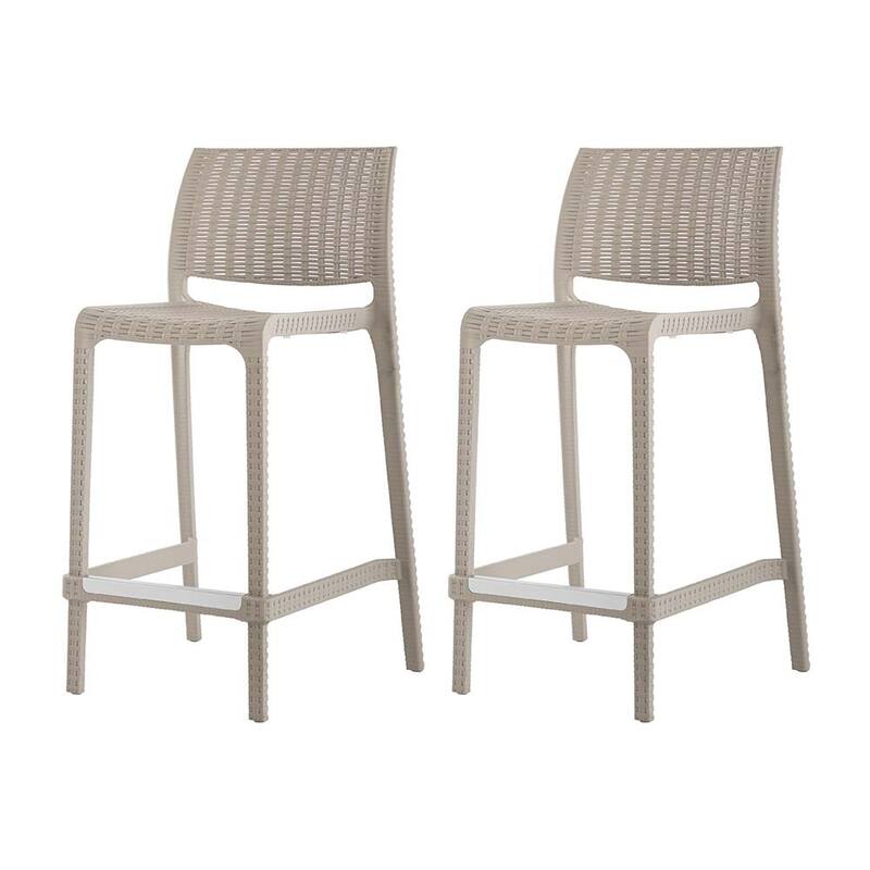 Rue Resin Stackable Counter Stools, Set of 2 - Taupe