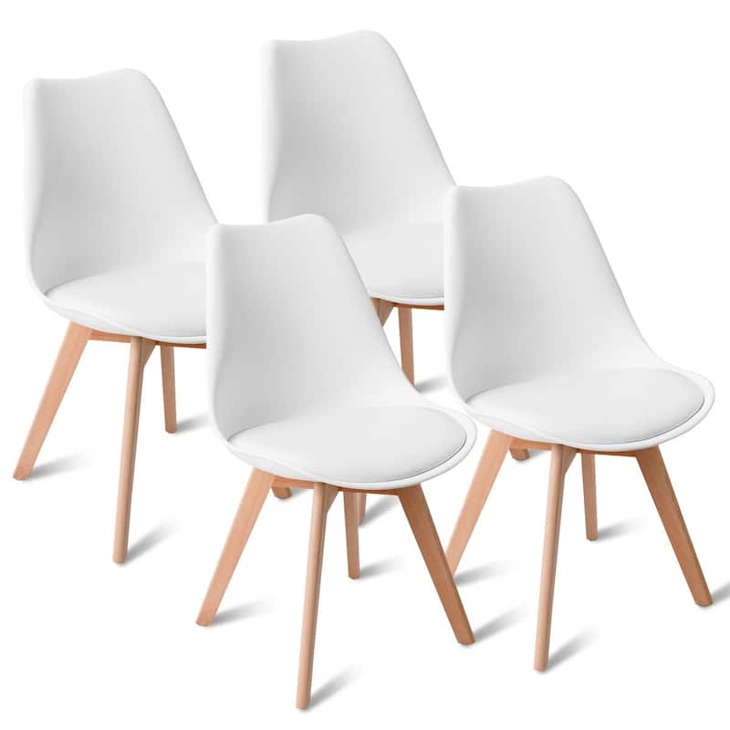 Modern Dining Chair Set of 4 with Soft Padded Seats and Solid Wood Legs for Home or Cafe - 19" x 20.5" x 33" ( W x D x H )