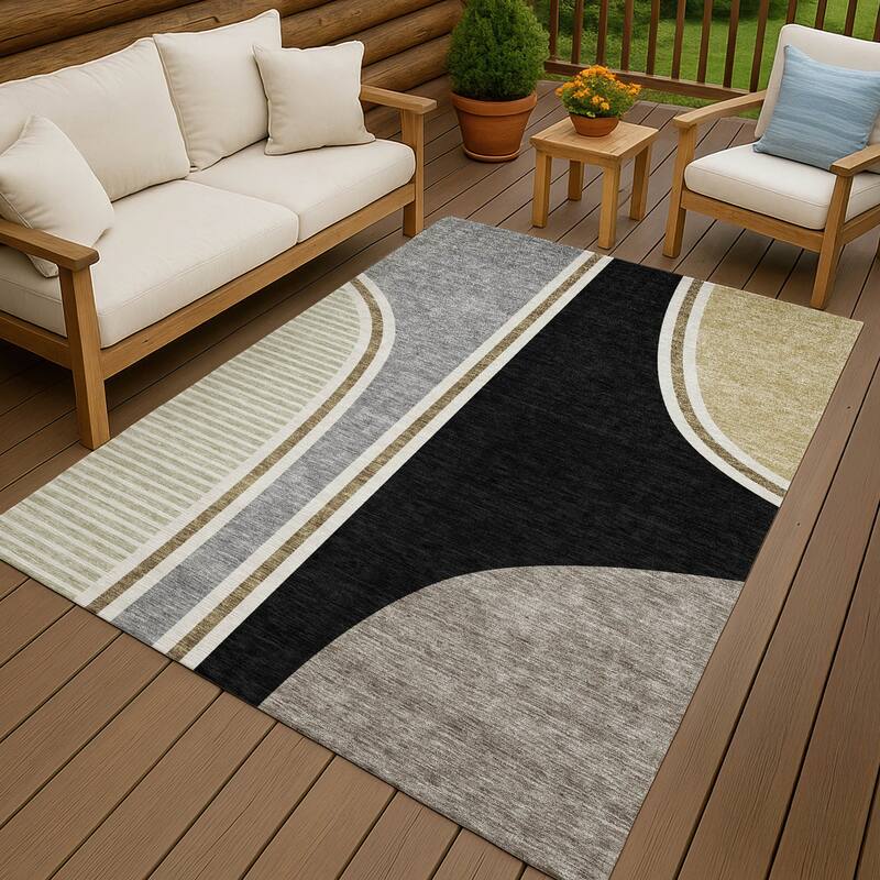 Machine Washable Indoor/ Outdoor Contemporary Keely Chantille Rug
