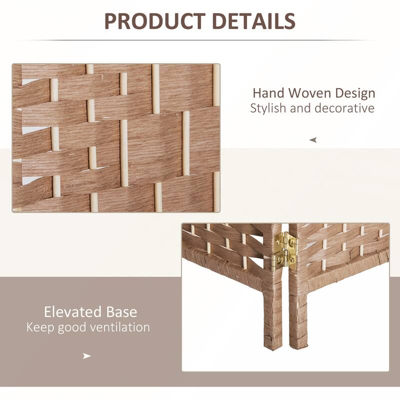 6' Tall Wicker Weave 6 Panel Room Divider Privacy Screen
