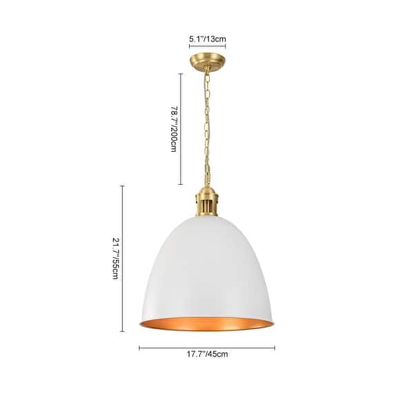 Mid-Century Modern 1-Light Bell Dome Large Pendant Light 17.7in