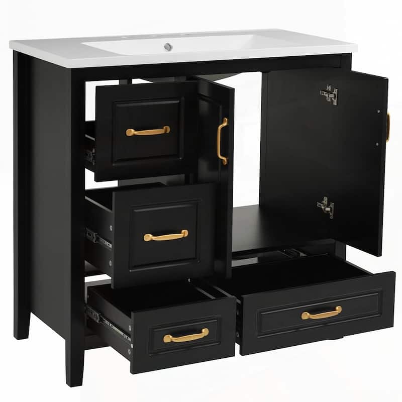 4 Soft-Closing Drawers 36 inch Bathroom Vanity with Sink