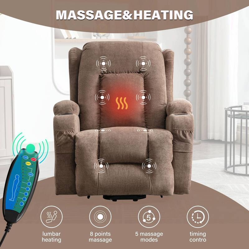 Power Lift Recliner Chair for Elderly with Heat, Massage, and USB Port
