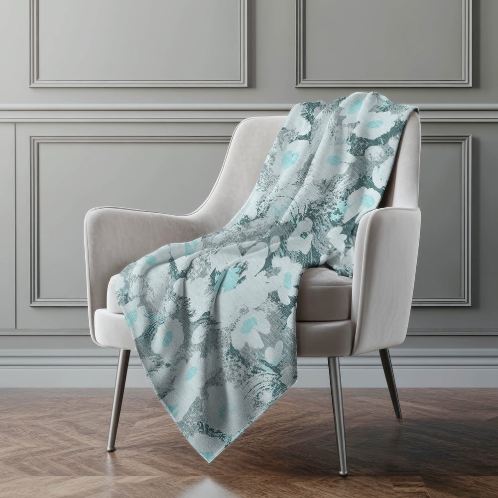 Premium Machine Washable Modern Floral Sherpa Throw Blanket