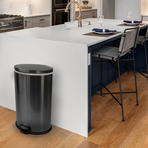 10.5 Gallon Trash Can Stainless Steel Oval Kitchen Step Trash Can Bed