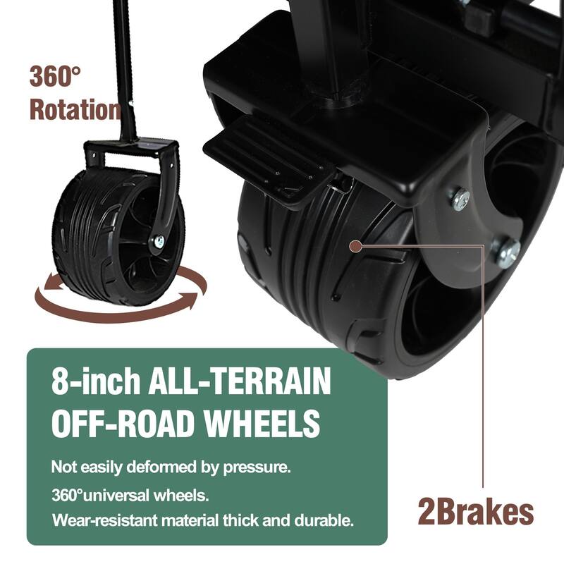 100L Foldable Beach Cart 220Lbs Load with Off-Road Wheels