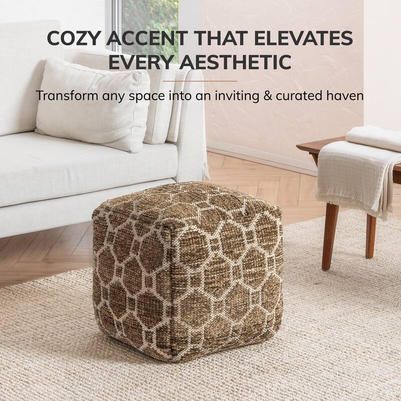 Jani 20-inch Ottoman Pouf - Handcrafted Handmade Ottoman for Seating, Footrest, Home Decor for Living Room, Bedroom