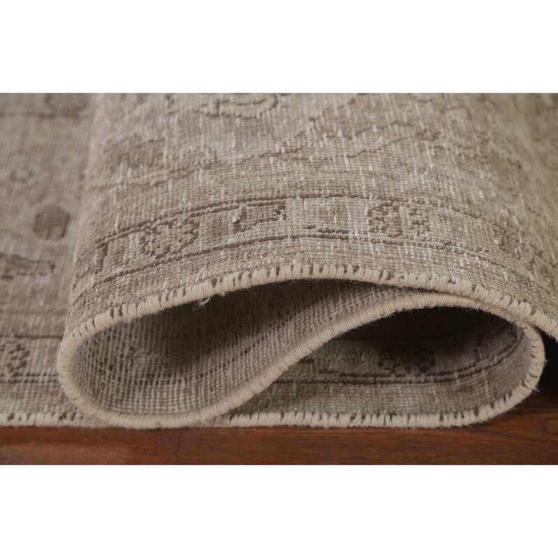 Distressed Tabriz Persian Antique Area Rug Handmade Wool Carpet - 6'8"x 9'2"