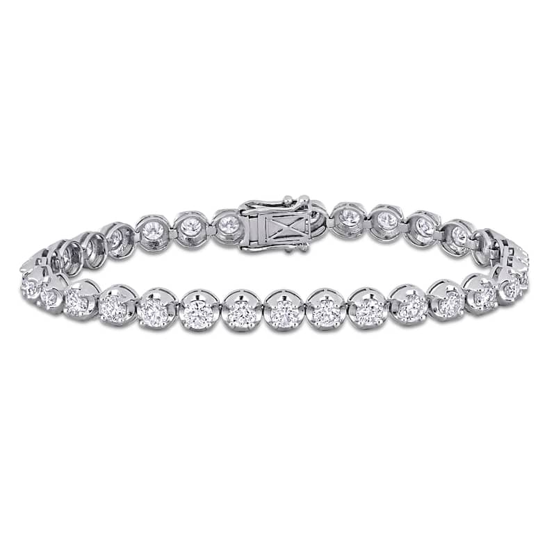 Miadora 14k White Gold Diamond Tennis Bracelet 1 1/3 to 6 1/10ct TDW - 6.08 Carats