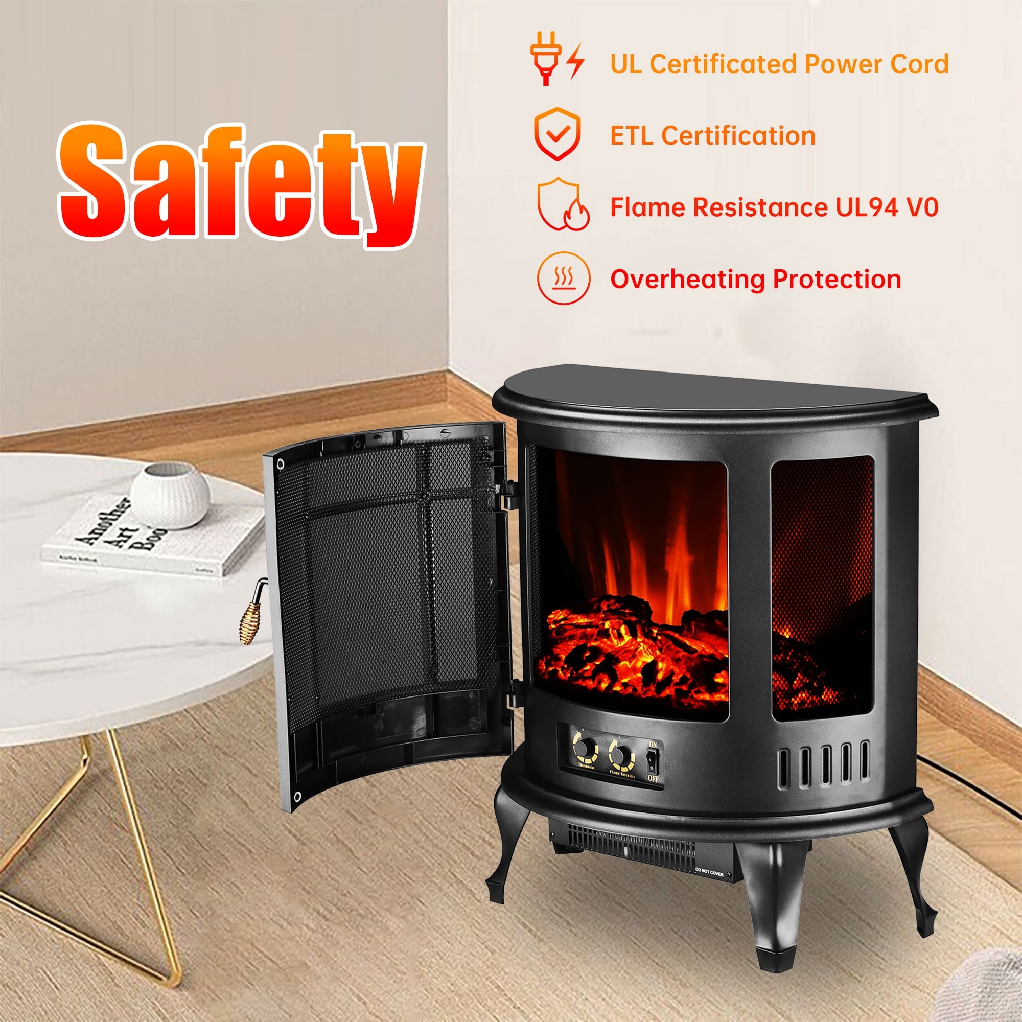 Top Product Reviews for Ainfox Electric Heater Stove Heater Fireplace with  Thermostat Adjustable Flame Brightness - 32439123 - Bed Bath u0026 Beyond