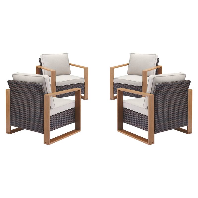 Pocassy 4 Pieces Outoor Patio Chairs Club Chair Set