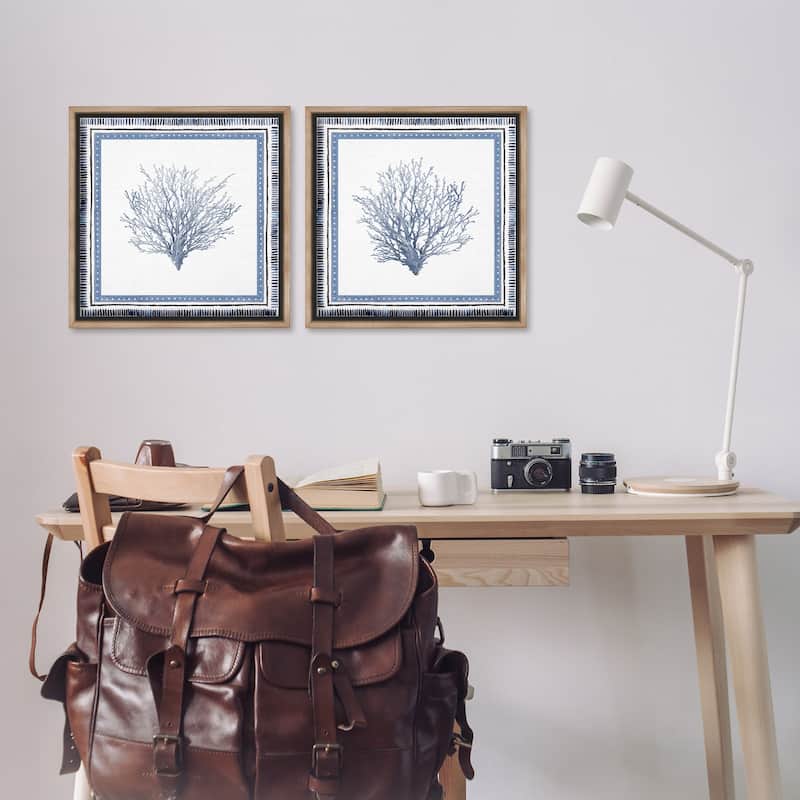 Stupell Maritime Coral Tendrils Framed Floater Canvas Wall Art Design By Lanie Loreth (Set of 2)
