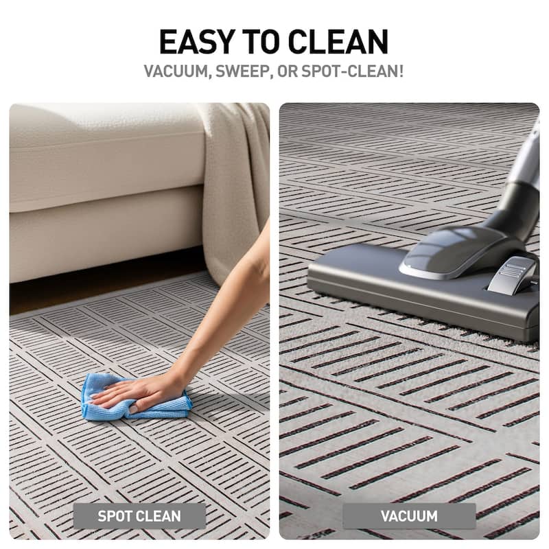 World Rug Gallery Bohemian Stripe Lines Washable Non-Slip Area Rug.