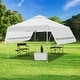 preview thumbnail 9 of 10, Zenova 10 x 17FT Canopy Tent 2-Tier Shade Pop-Up Canopy Folding Shelter with Adjustable Dual Half Awnings - 10*17