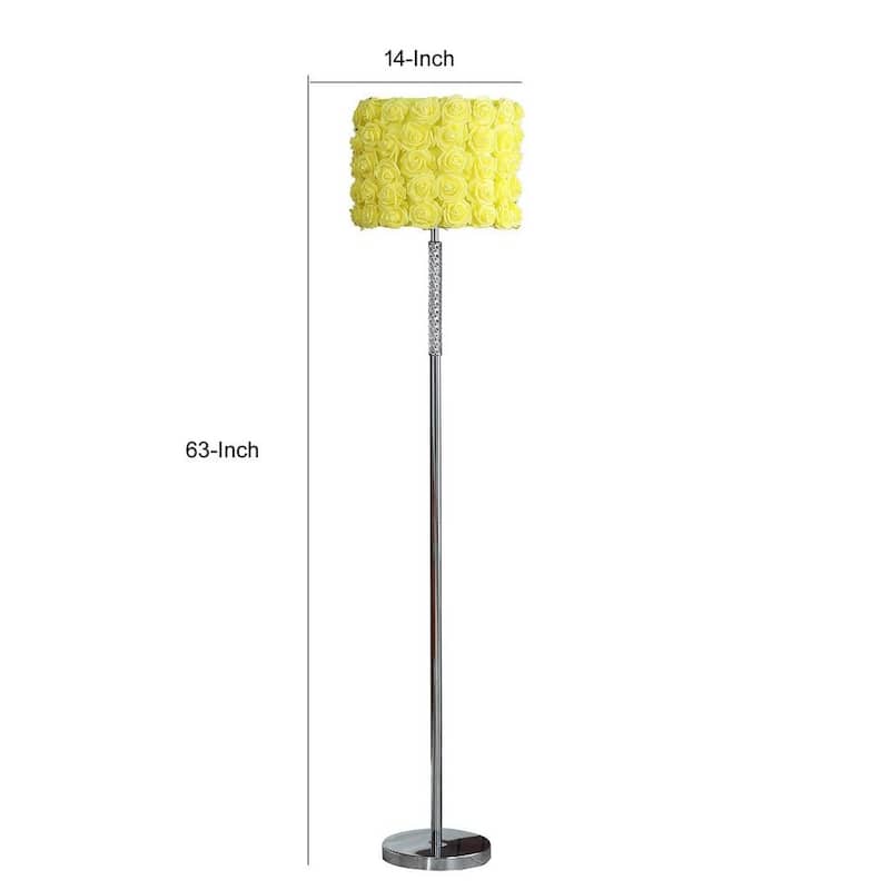 Finn 63 Inch Glamorous Floor Lamp, Rose Accent Shade, 100W - 14 L x 14 W x 63 H Inches