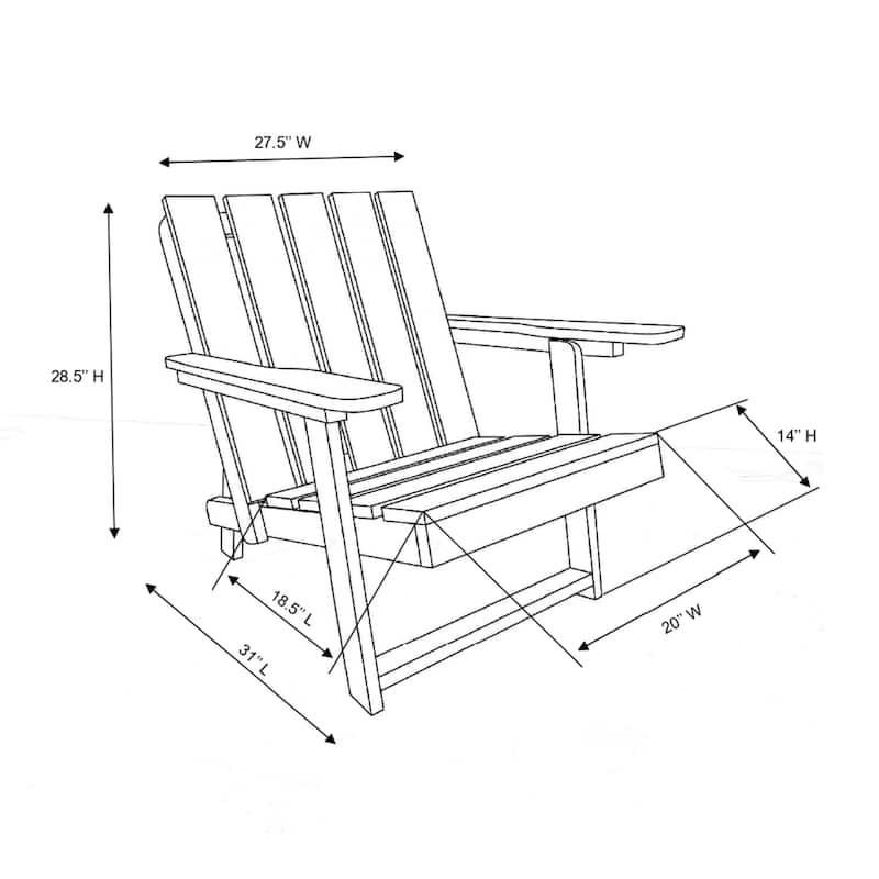 Amalfi Fully Assembled All-Weather Outdoor Folding Modern Adirondack Chair and Table Set - 3-piece