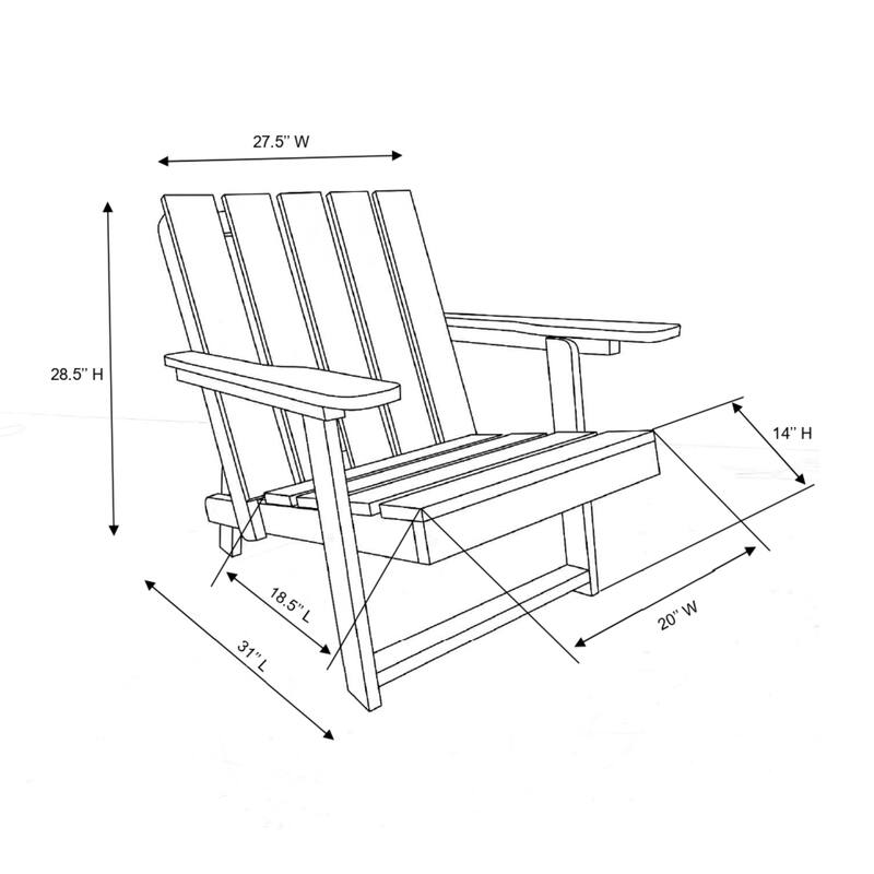 Amalfi Fully Assembled All-Weather HDPE Outdoor Folding Modern Adirondack Chair
