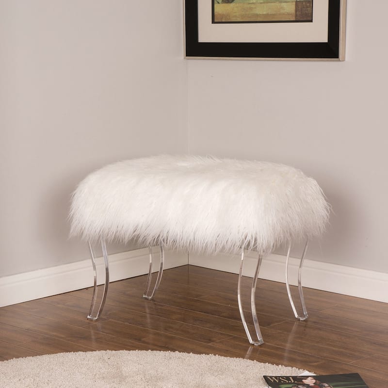 Glitzhome 24"L Modern Luxury Acrylic Ottoman Bench