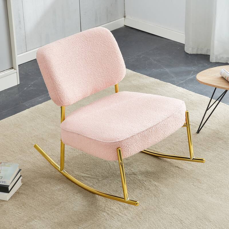PU/Teddy suede material cushioned rocking chair with metal legs