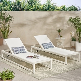 Modesta Outdoor Mesh Chaise Lounges (Set of 2) by Christopher Knight Home - 76.50" W x 25.50" D x 11.50" H