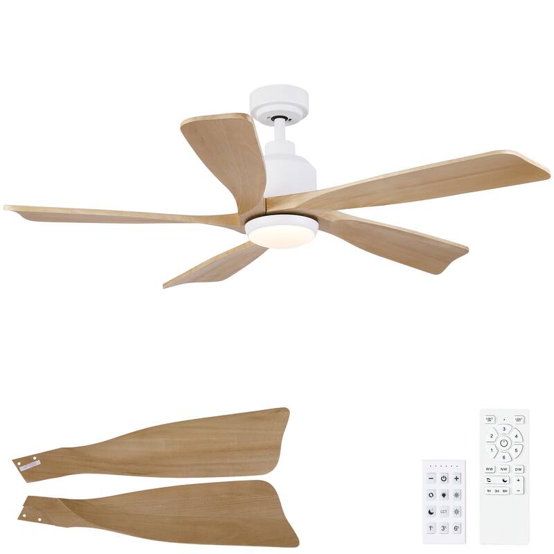 YUHAO SylvanAir Modern 52 in. Flush Mount Outdoor/Indoor Ceiling Fan with 3 Solid Wood Blades and DC Reversible Motor