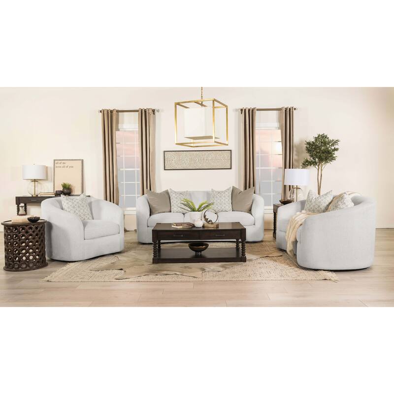 Rainn Boucle Upholstered Sloped Arm Sofa Set Latte - 3 Piece