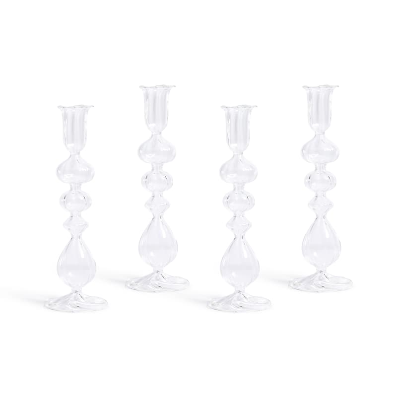 Marais Blown Glass Taper Candle Holders, Set of 4