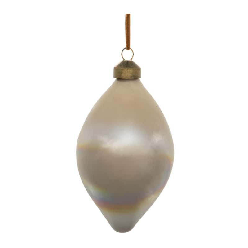 Iridescent Glass Ornaments with Leather Hanger Set of 6 Decor - 3” x 3” x 6” (L x W x H)