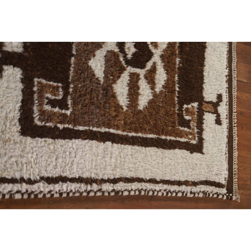 Plush Beige Turkish Anatolian Runner Rug Handmade Wool Carpet - 3'3"x 12'2"