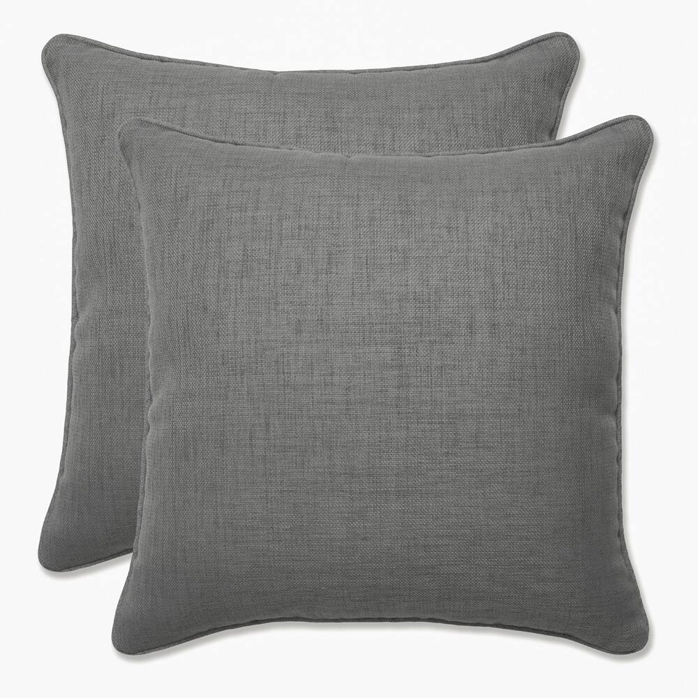 Decorative Grey Textured Solid Square Outdoor Toss Pillows (Set of 2)