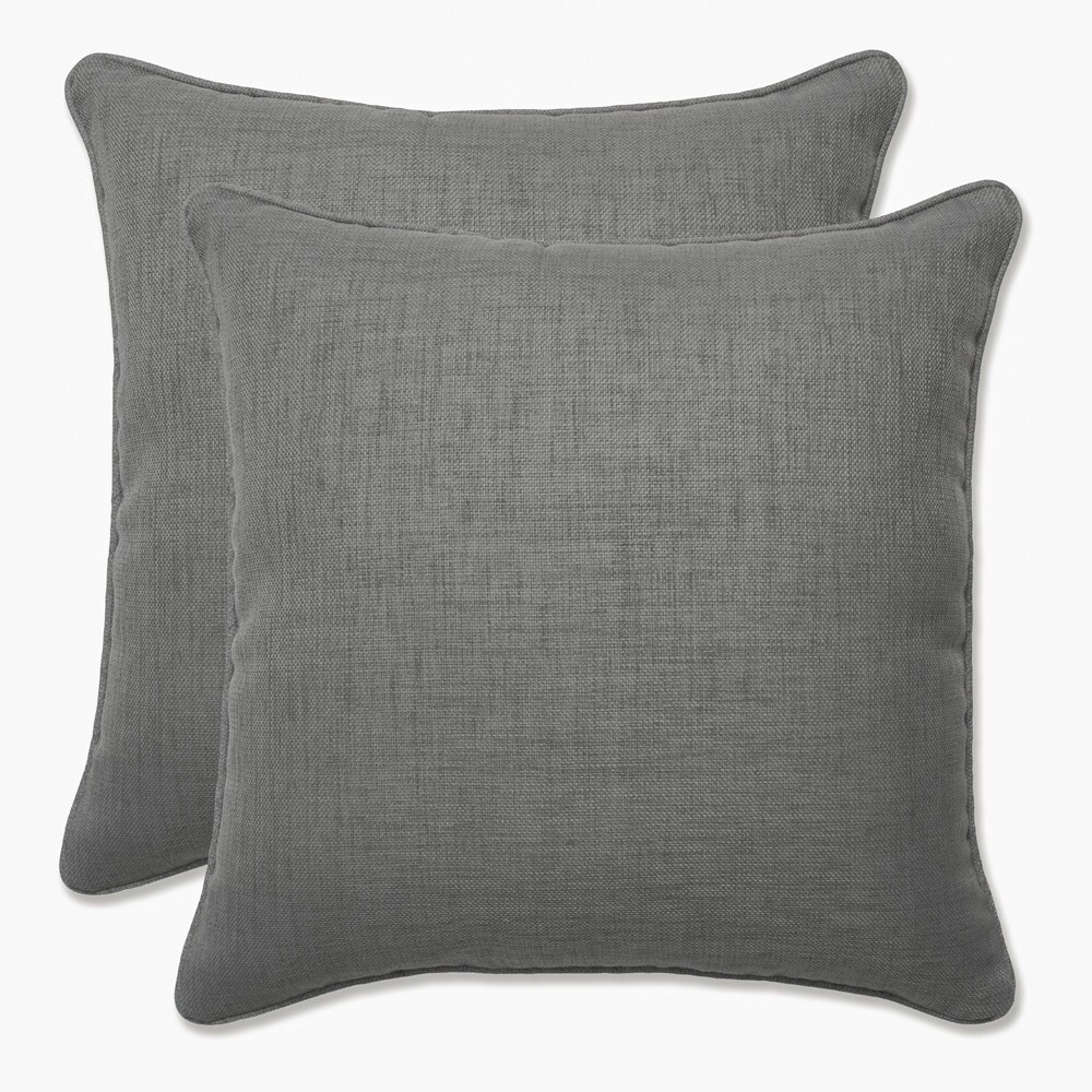 Decorative Grey Textured Solid Square Outdoor Toss Pillows (Set of 2 ...