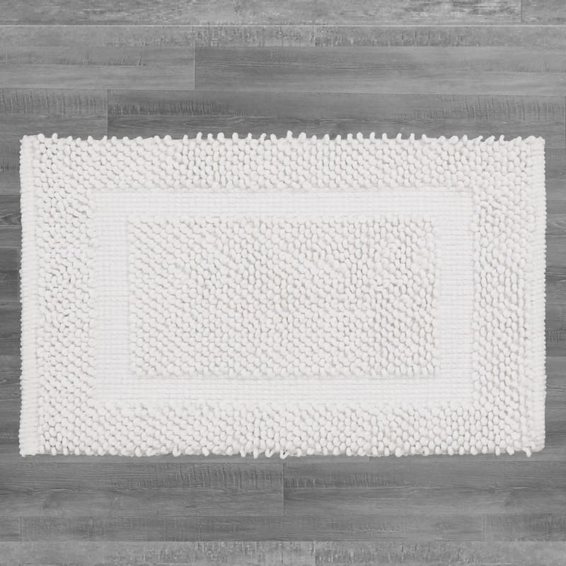 Sophie Border Ultra-plush Chenille Non-Slip Cotton Bath Mat