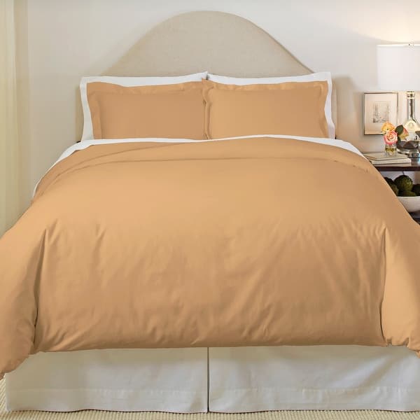 Pointehaven 500 Thread Count Cotton 3-piece Duvet Cover Set - Espresso - King