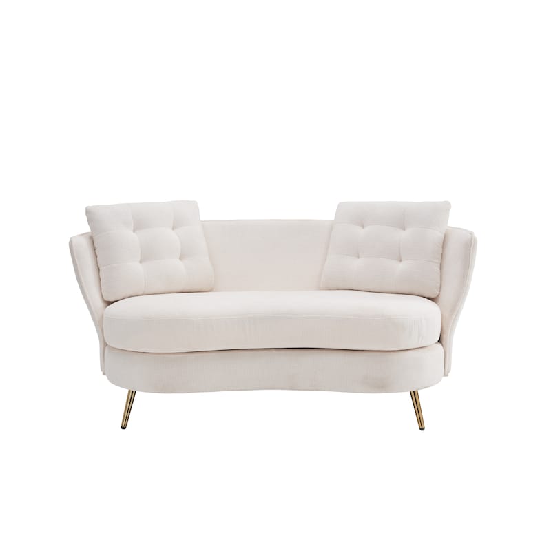 Upholstered Loveseat Sofa Chair with Golden Metal Legs