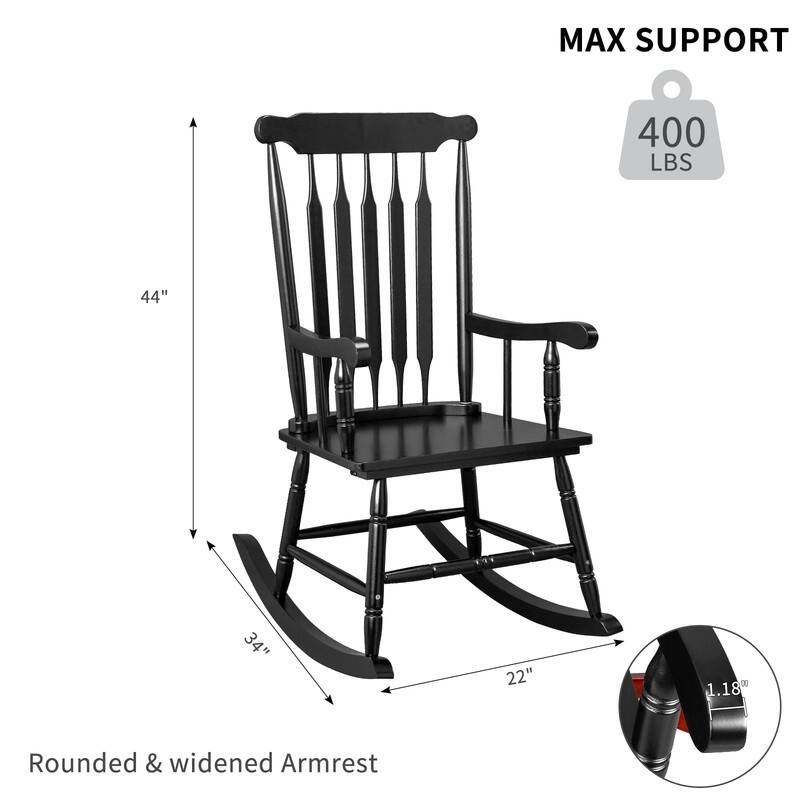Solid Wood Patio Rocking Chair - 22.8 x 34.3 x 44.1 inch