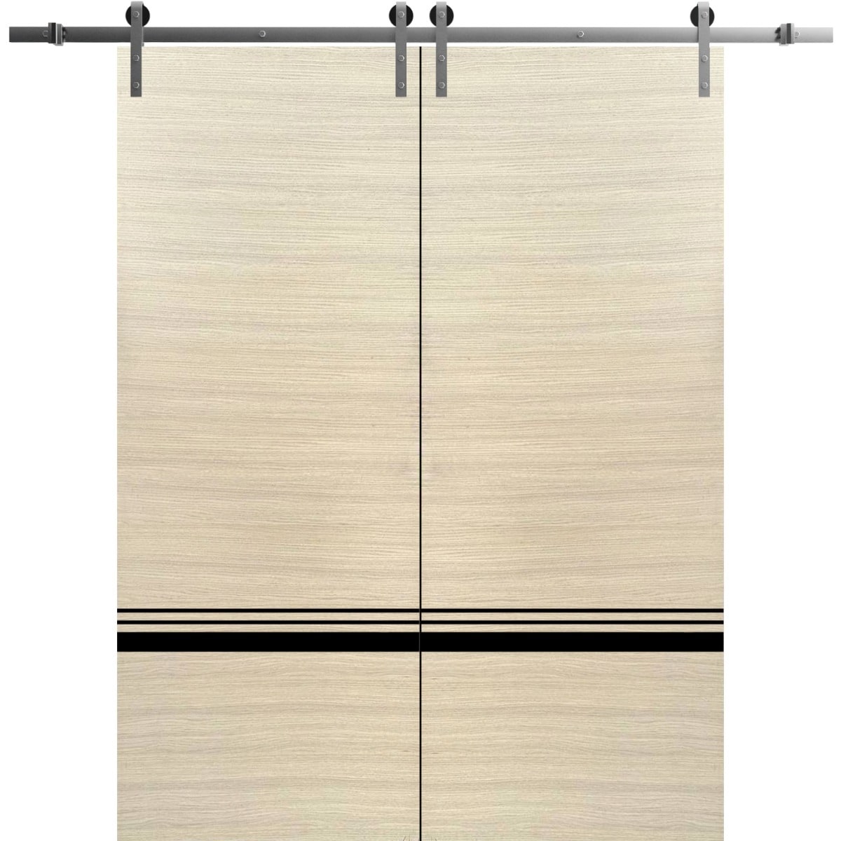 SartoDoors Planum 0012 | Closet Door Double Barn Door | Solid Wood | Hardware Set | 36x80, Natural Veneer Bedroom Door