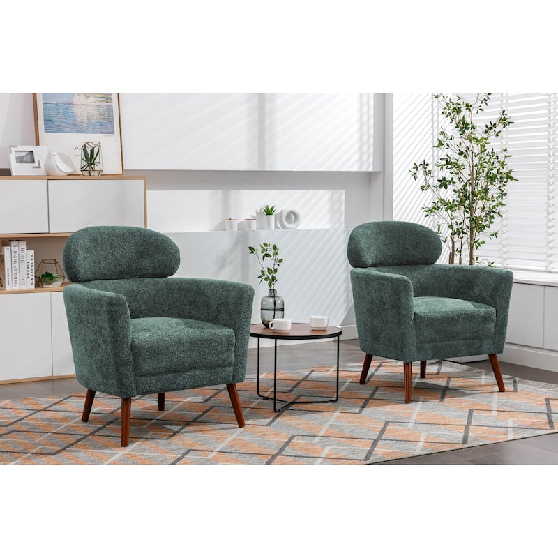 Porthos Home Rhys Sherpa Fabric Accent Barrel Chair with Rubberwood Legs