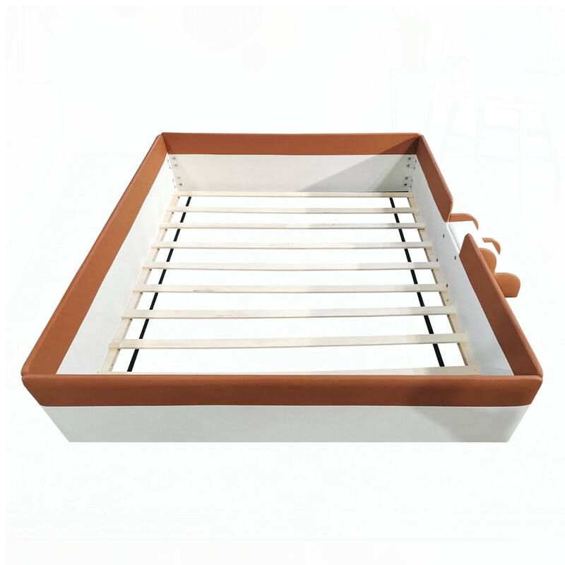 Upholstered Daybed Frame with Fence and Stairs