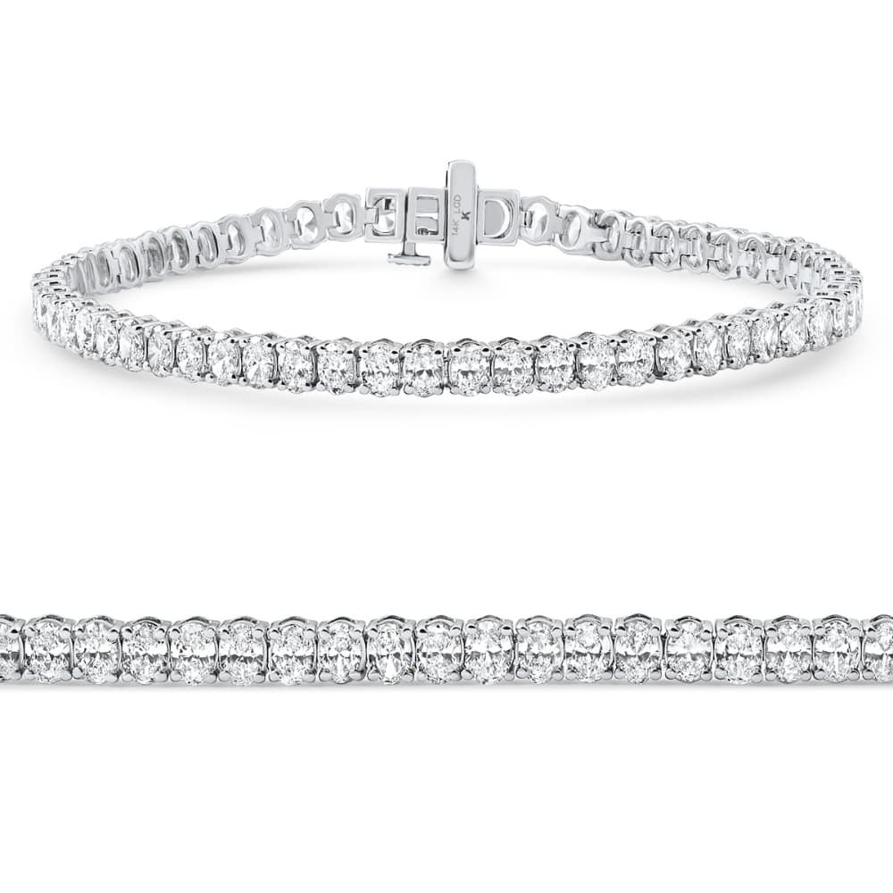 Bliss Diamond 6Ct Oval Cut Diamond Tennis Bracelet White Gold Lab Grown 7"