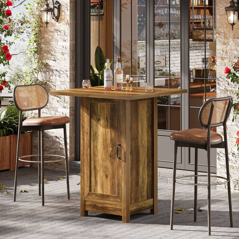 Bar Table with Closed Door, 31.5-Inch Square Cocktail Pub Table