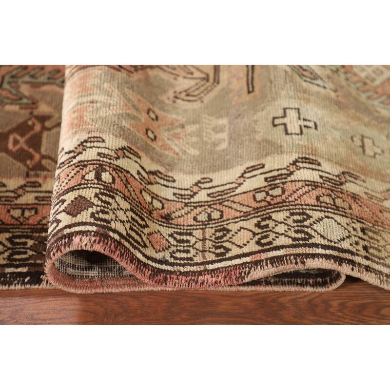 Animals Tribal Meshkin Persian Vintage Runner Rug Handmade Wool Carpet - 3'9"x 10'9"