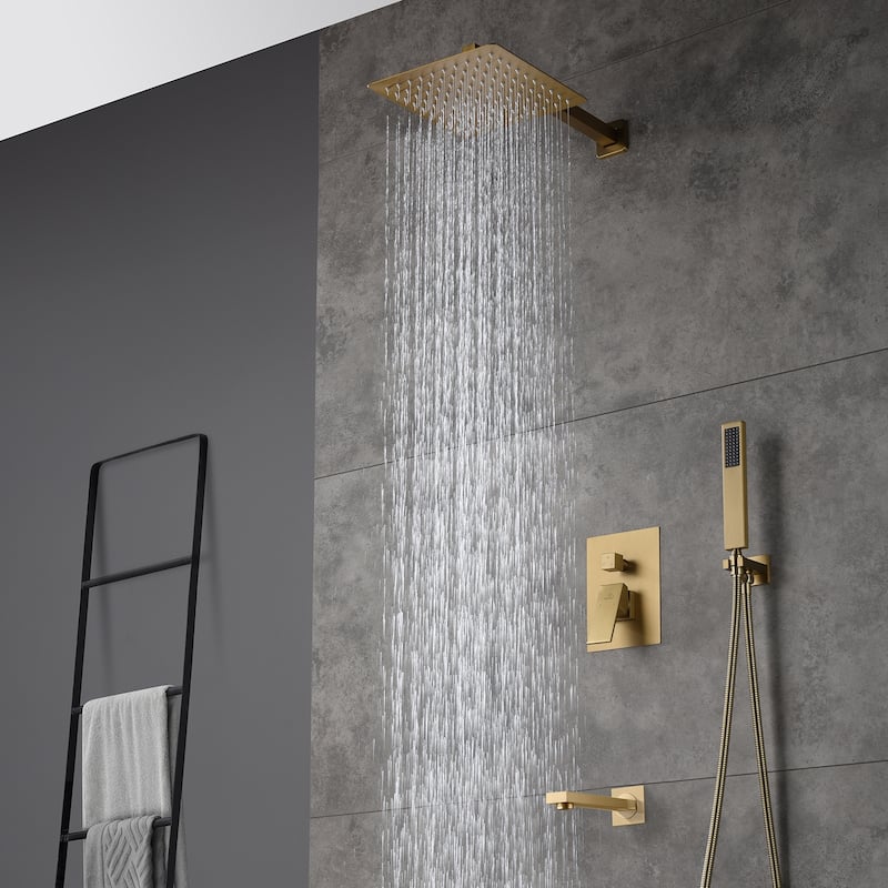 3 Function 10-inch Wall Mounted Dual Shower Heads Shower System With Tub Spout