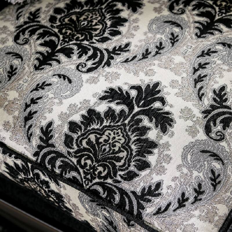 Chenille and Woood Loveseat in Black Finish