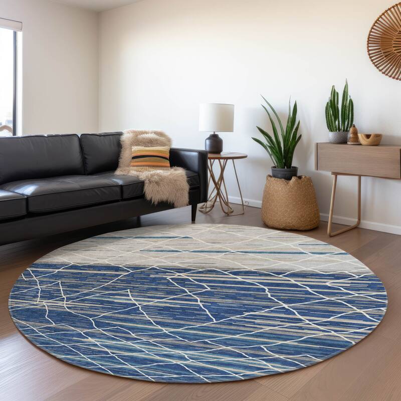 Premium Washable Super Soft Modern Himalaya Mayfield Rug - 8' x 8' - Navy
